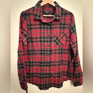 Pendleton Red and Black Plaid Button Down Shirt 100% cotton cozy size M